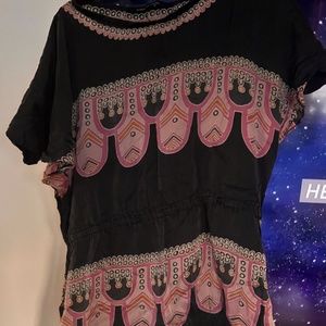 ELISSA COLEMAN Black Pink White & Orange Silk Print Dress S OFFERS WELCOMED SZ S